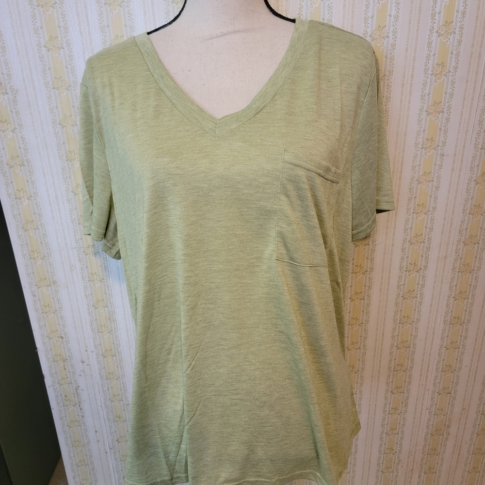 V-Neck Light Green Women's Top